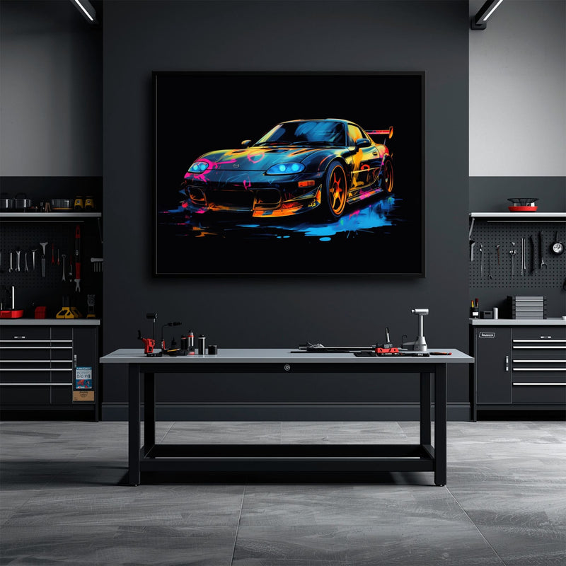 Mazda RX-7 Wall Art – Neon Graffiti JDM Canvas Print Cars