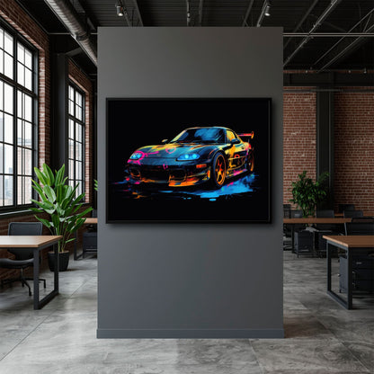 Mazda RX-7 Wall Art – Neon Graffiti JDM Canvas Print Cars