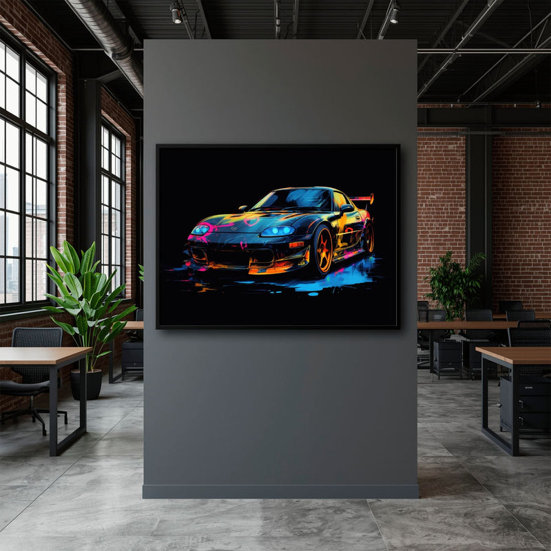 Mazda RX-7 Wall Art – Neon Graffiti JDM Canvas Print Cars