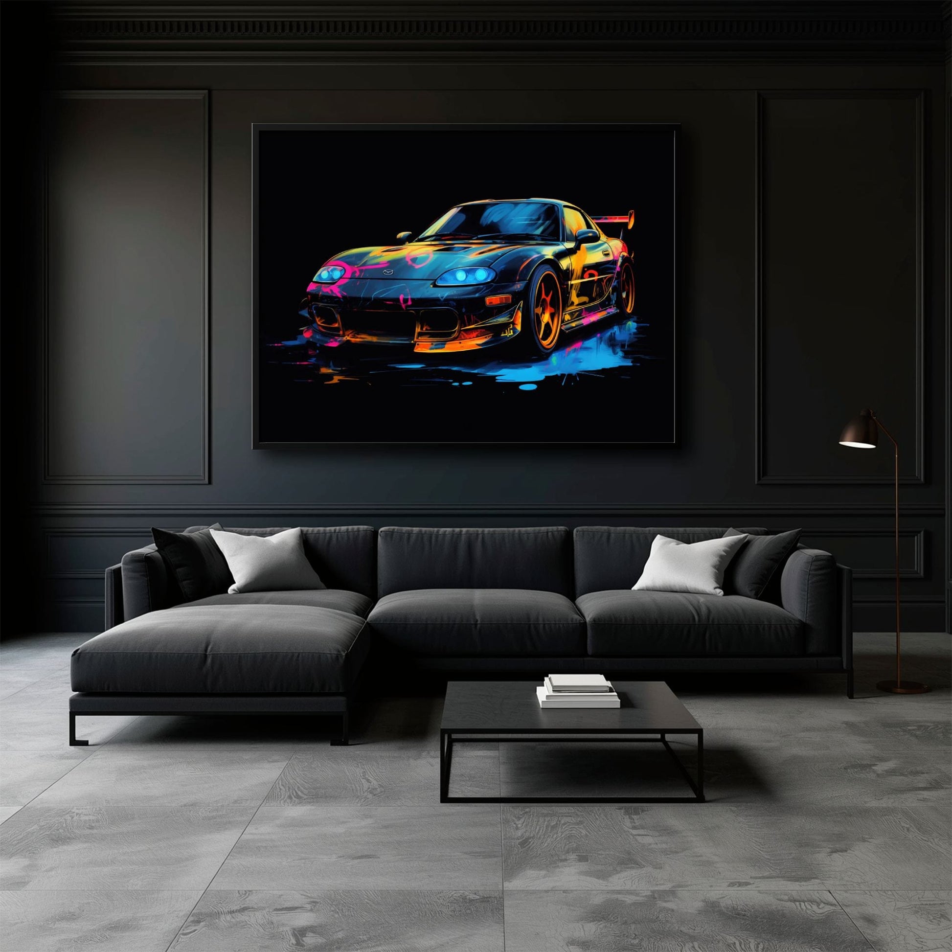 Mazda RX-7 Wall Art – Neon Graffiti JDM Canvas Print Cars