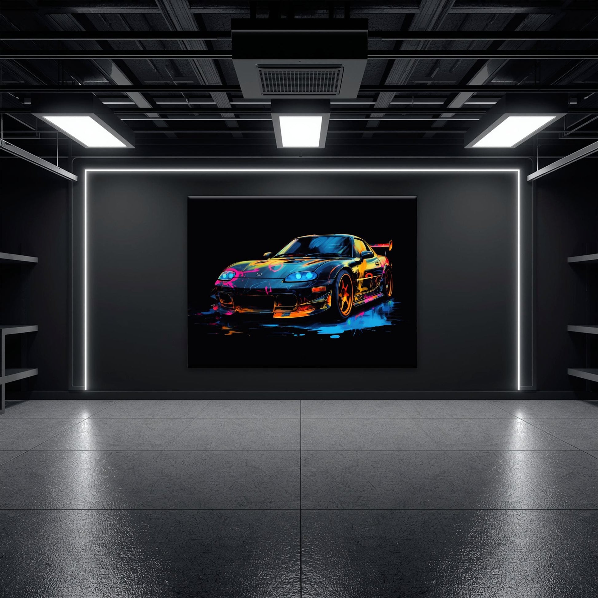 Mazda RX-7 Wall Art – Neon Graffiti JDM Canvas Print Cars