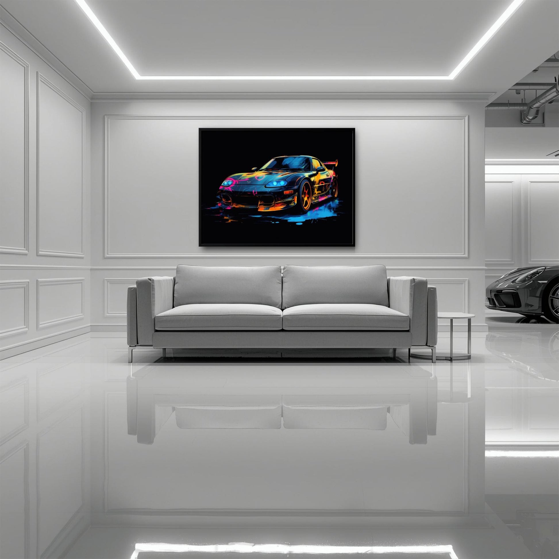 Mazda RX-7 Wall Art – Neon Graffiti JDM Canvas Print Cars