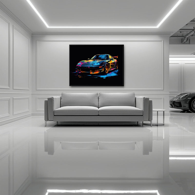 Mazda RX-7 Wall Art – Neon Graffiti JDM Canvas Print Cars