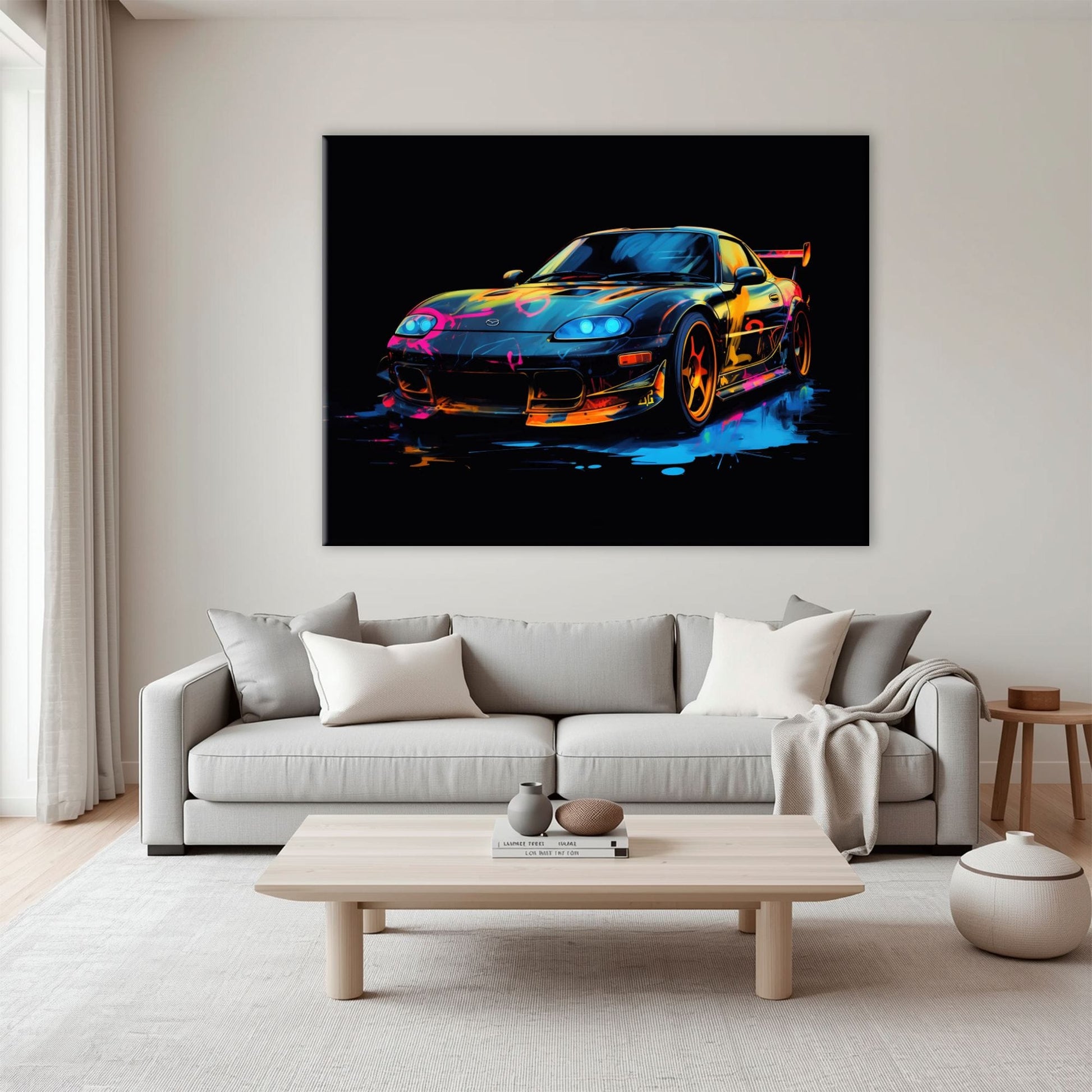 Mazda RX-7 Wall Art – Neon Graffiti JDM Canvas Print Cars