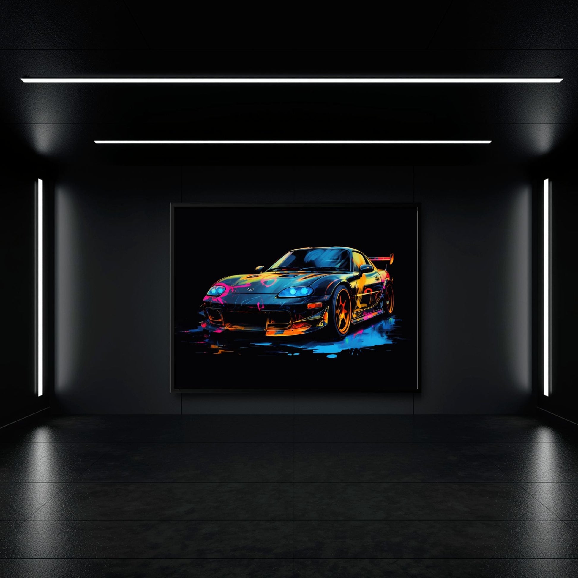 Mazda RX-7 Wall Art – Neon Graffiti JDM Canvas Print Cars