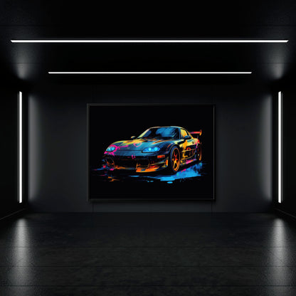 Mazda RX-7 Wall Art – Neon Graffiti JDM Canvas Print Cars