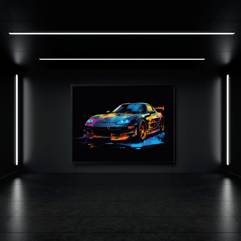 Mazda RX-7 Wall Art – Neon Graffiti JDM Canvas Print Cars