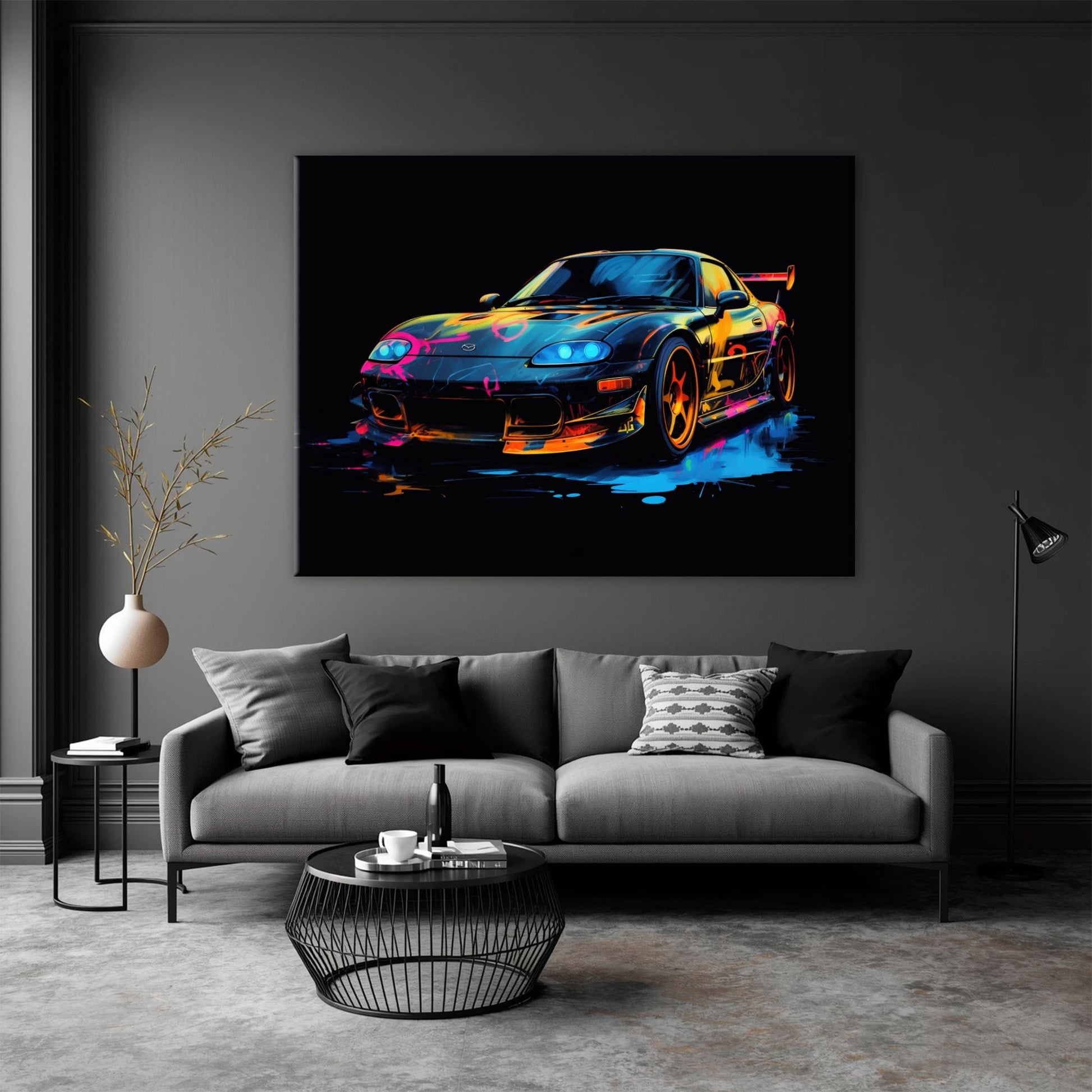 Mazda RX-7 Wall Art – Neon Graffiti JDM Canvas Print Cars