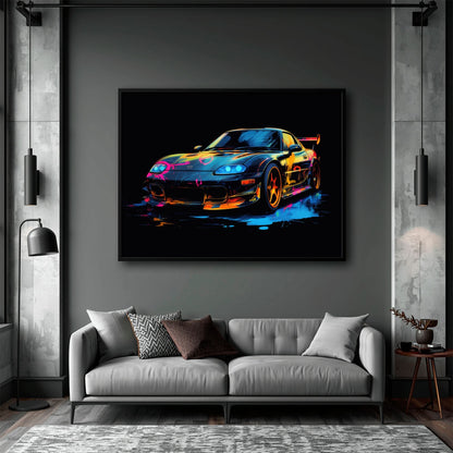 Mazda RX-7 Wall Art – Neon Graffiti JDM Canvas Print Cars