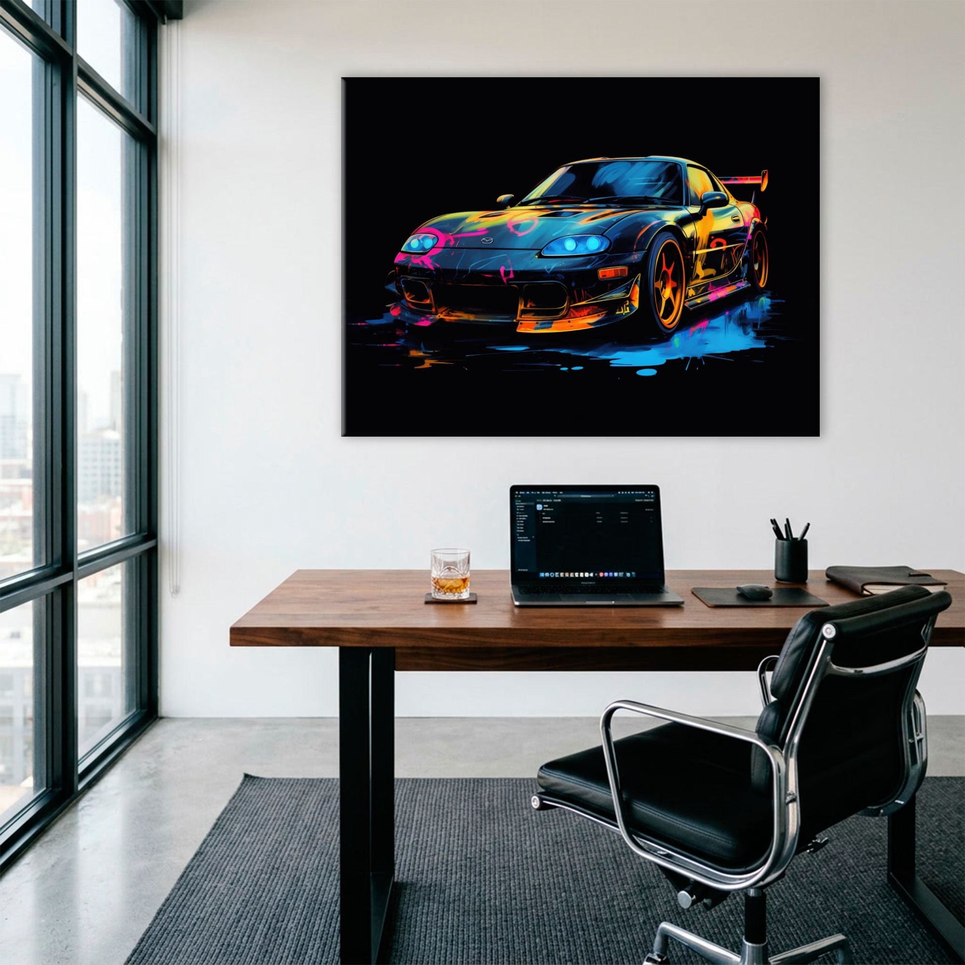 Mazda RX-7 Wall Art – Neon Graffiti JDM Canvas Print Cars