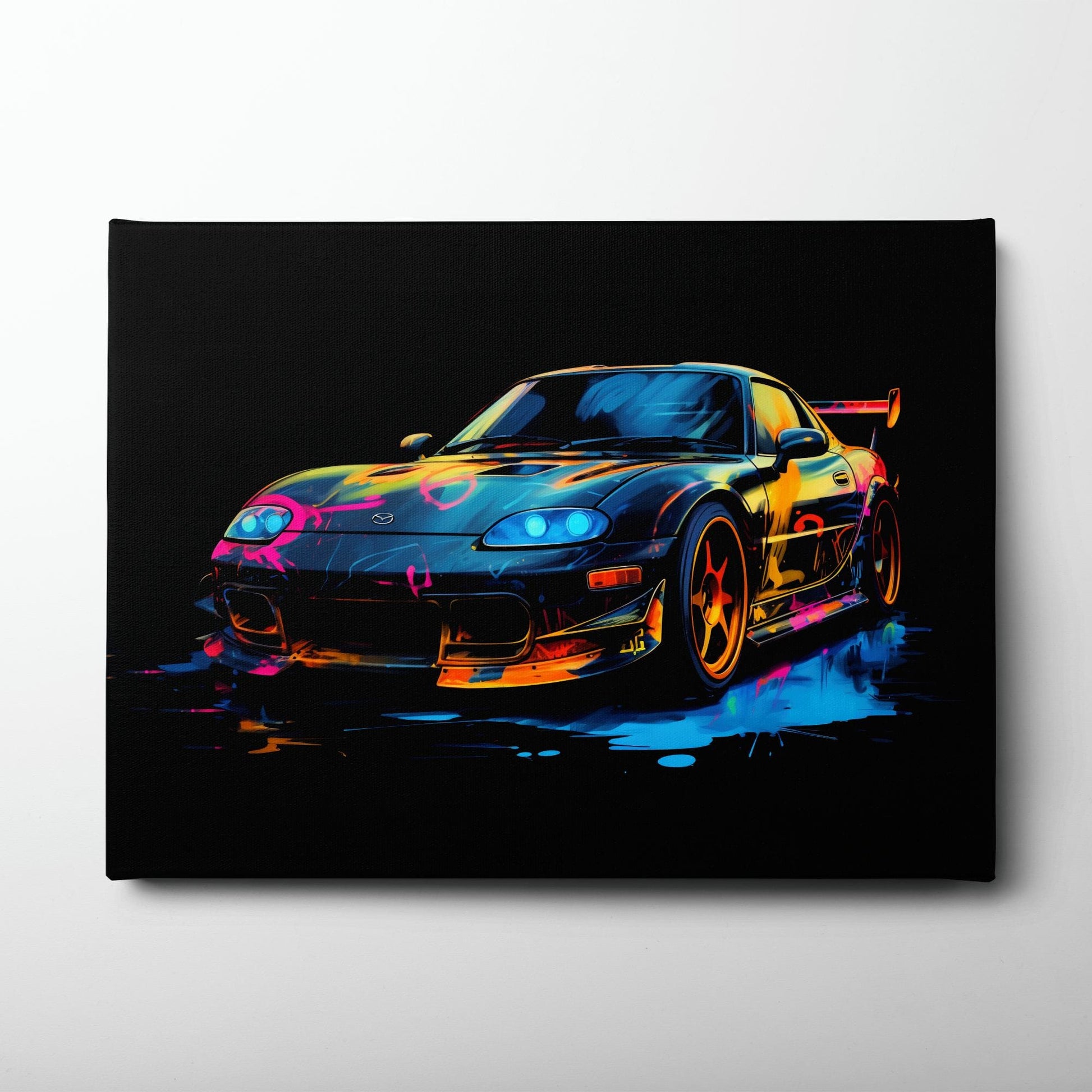 Mazda RX-7 Wall Art – Neon Graffiti JDM Canvas Print Cars
