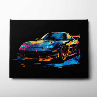 Mazda RX-7 Wall Art – Neon Graffiti JDM Canvas Print Cars