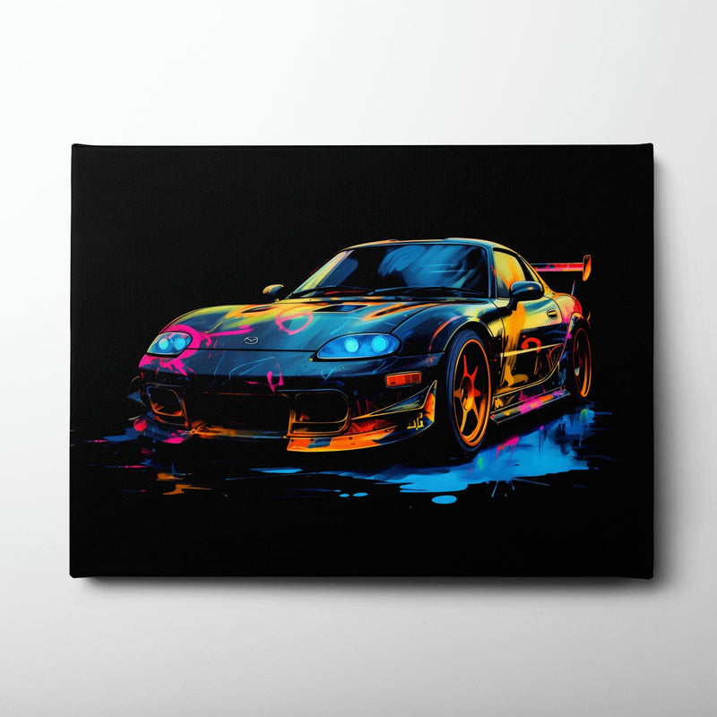 Mazda RX-7 Wall Art – Neon Graffiti JDM Canvas Print Cars