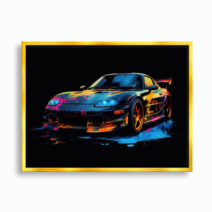 Mazda RX-7 Wall Art – Neon Graffiti JDM Canvas Print Cars