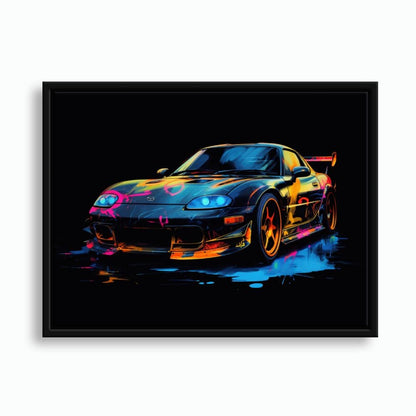 Mazda RX-7 Wall Art – Neon Graffiti JDM Canvas Print Cars