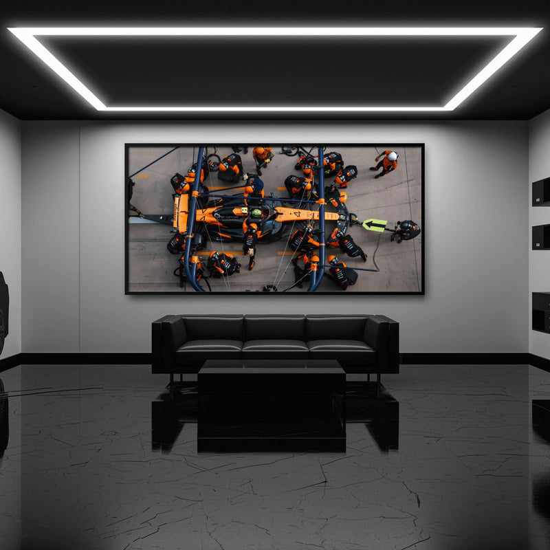 McLaren F1 Pit Stop Wall Art – Formula 1 Racing Canvas Print Cars
