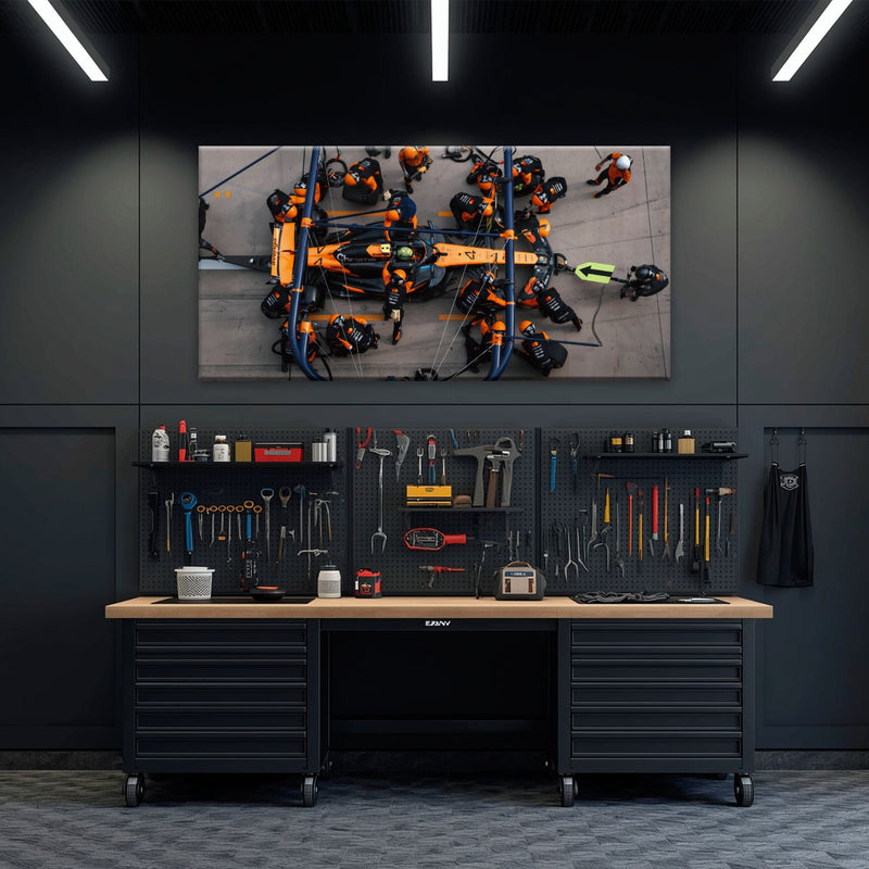 McLaren F1 Pit Stop Wall Art – Formula 1 Racing Canvas Print Cars