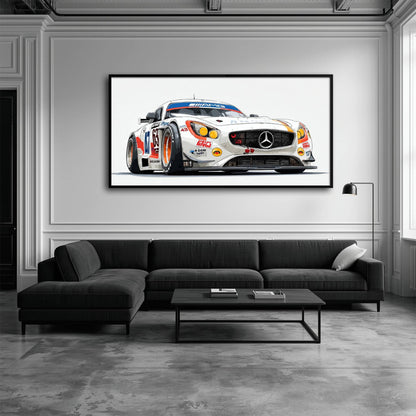 Mercedes SLS AMG GT3 Wall Art – Racing Canvas Print-Race Car Poster Cars