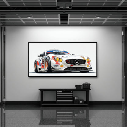 Mercedes SLS AMG GT3 Wall Art – Racing Canvas Print-Race Car Poster Cars