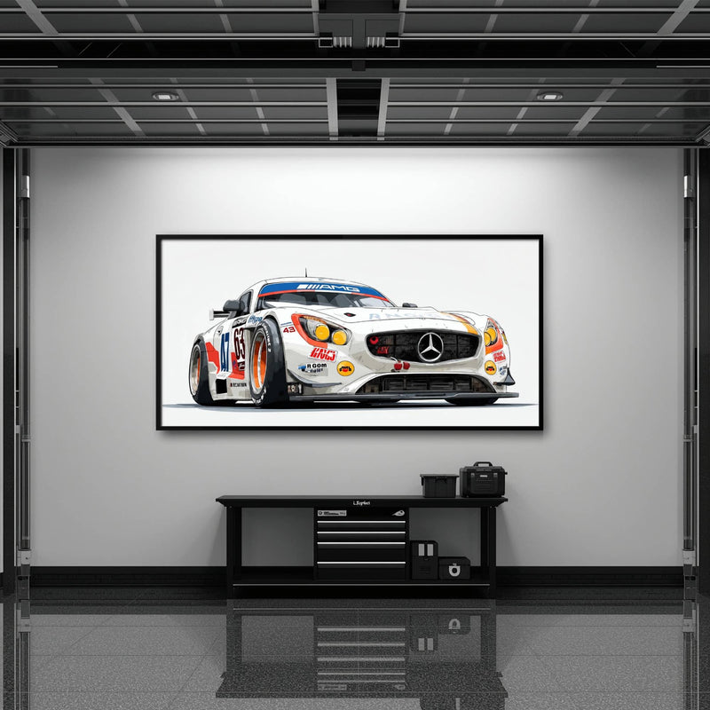 Mercedes SLS AMG GT3 Wall Art – Racing Canvas Print-Race Car Poster Cars