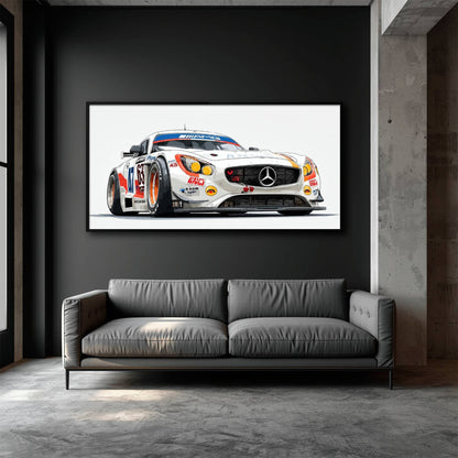 Mercedes SLS AMG GT3 Wall Art – Racing Canvas Print-Race Car Poster Cars