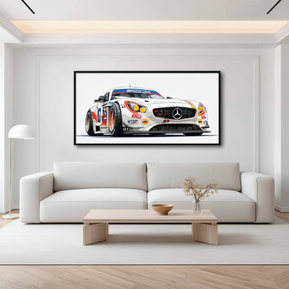 Mercedes SLS AMG GT3 Wall Art – Racing Canvas Print-Race Car Poster Cars