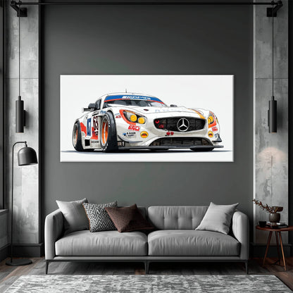 Mercedes SLS AMG GT3 Wall Art – Racing Canvas Print-Race Car Poster Cars