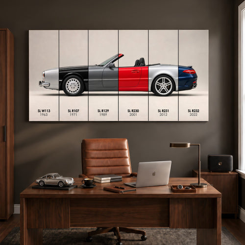 Mercedes-Benz SL Evolution Poster & Canvas Wall Art | Caveson Canvas / 12х24 / Gallery Wrap Cars