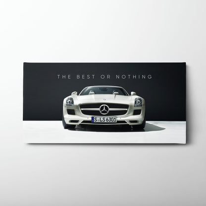 White Mercedes-Benz SLS AMG Best or Nothing Wall Art Canvas Print Cars