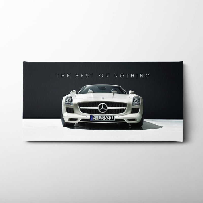 White Mercedes-Benz SLS AMG Best or Nothing Wall Art Canvas Print Cars