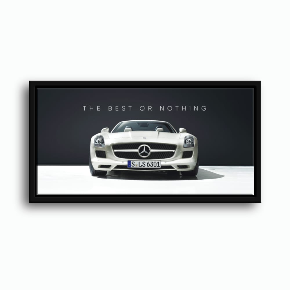 White Mercedes-Benz SLS AMG Best or Nothing Wall Art Canvas Print Cars