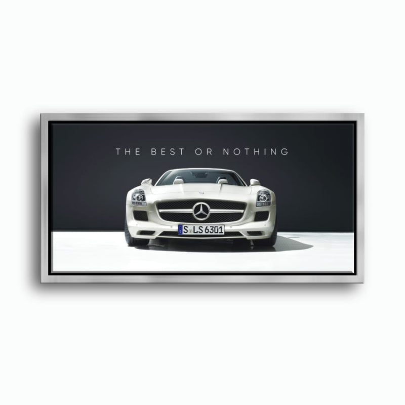 White Mercedes-Benz SLS AMG Best or Nothing Wall Art Canvas Print Cars