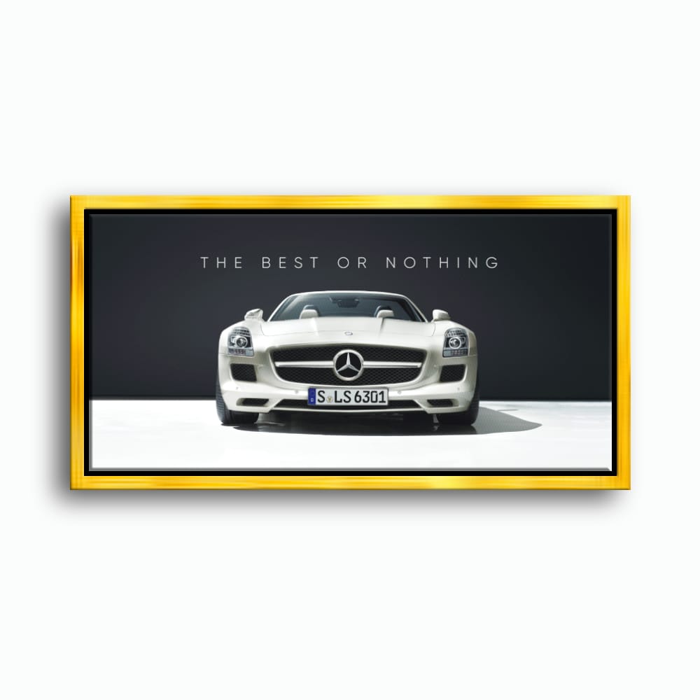 White Mercedes-Benz SLS AMG Best or Nothing Wall Art Canvas Print Cars