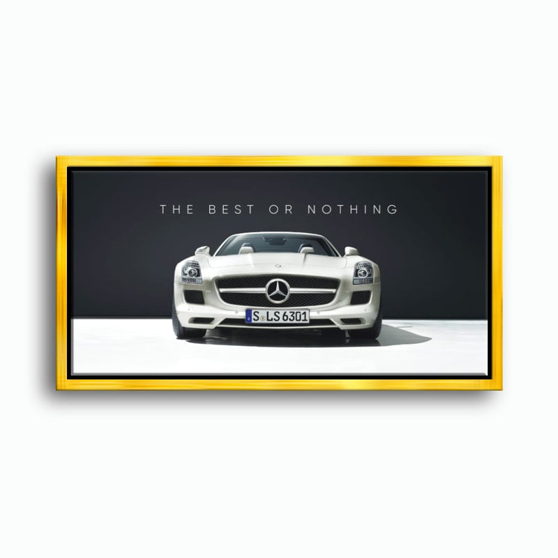 White Mercedes-Benz SLS AMG Best or Nothing Wall Art Canvas Print Cars