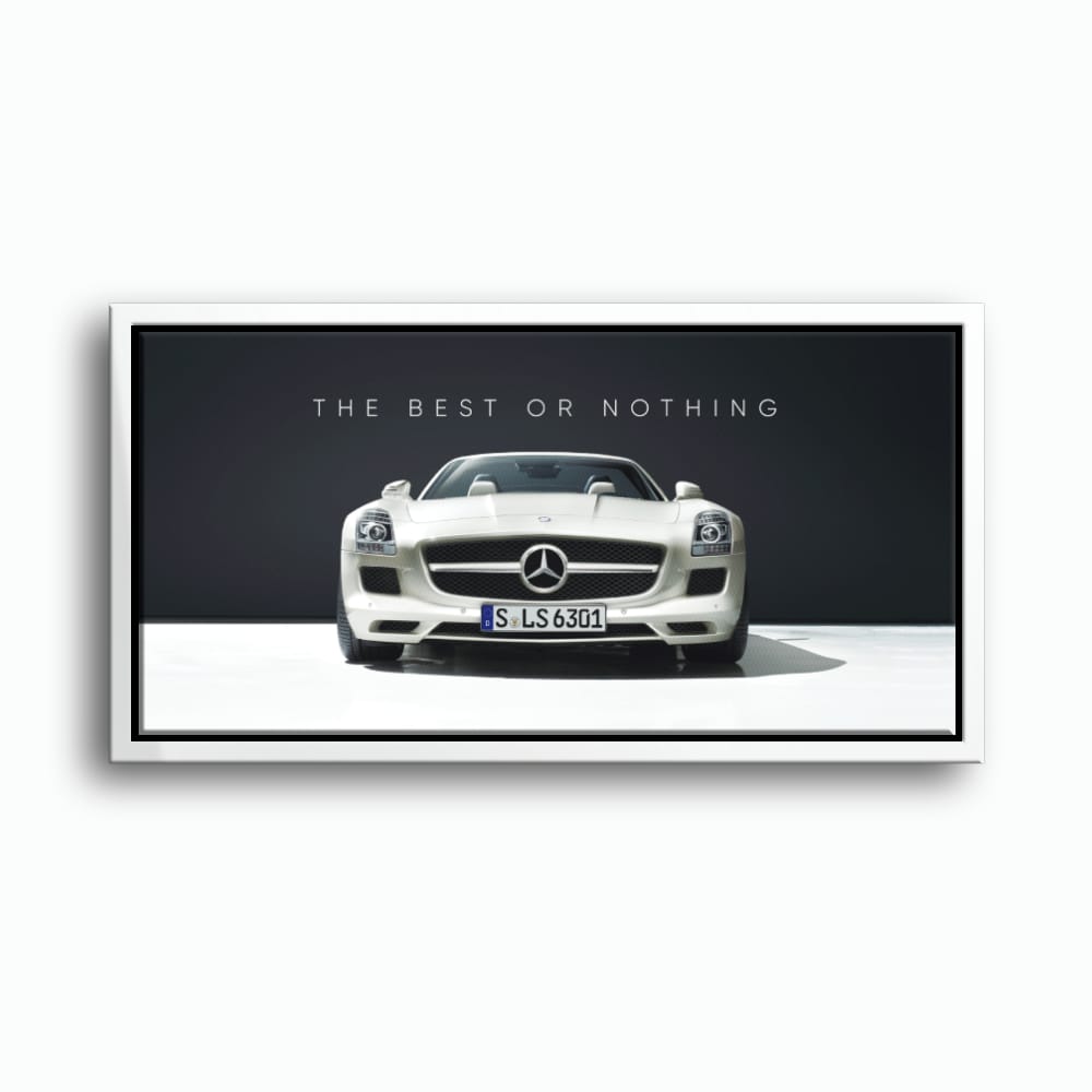 White Mercedes-Benz SLS AMG Best or Nothing Wall Art Canvas Print Cars