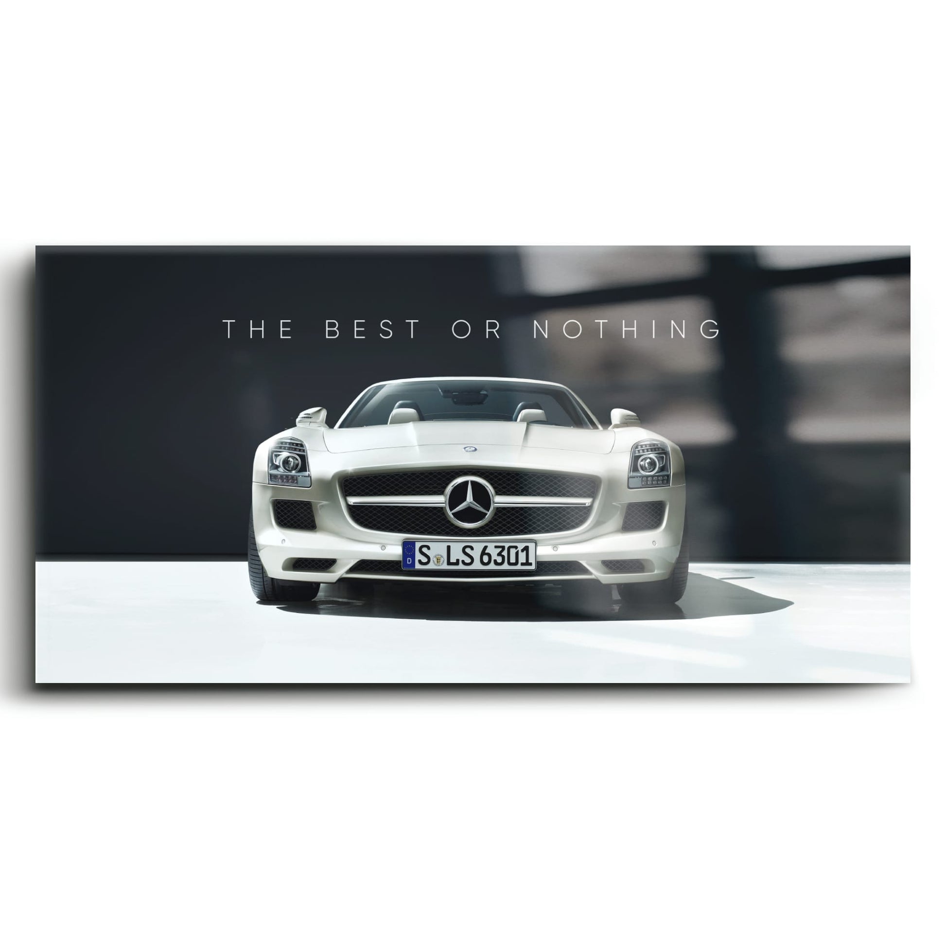 White Mercedes-Benz SLS AMG Best or Nothing Wall Art Canvas Print Cars