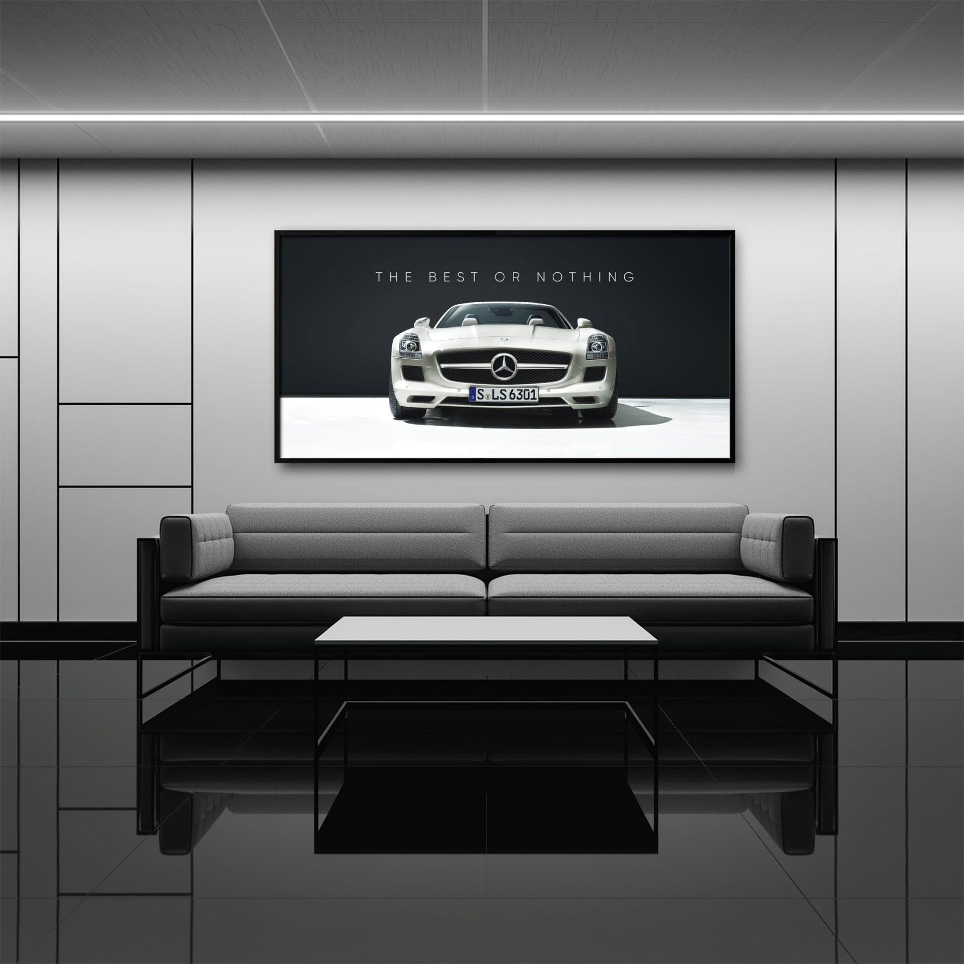 White Mercedes-Benz SLS AMG Best or Nothing Wall Art Canvas Print Cars