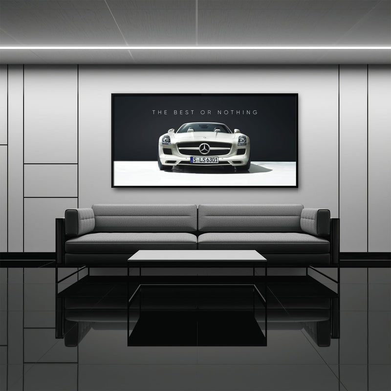 White Mercedes-Benz SLS AMG Best or Nothing Wall Art Canvas Print Cars