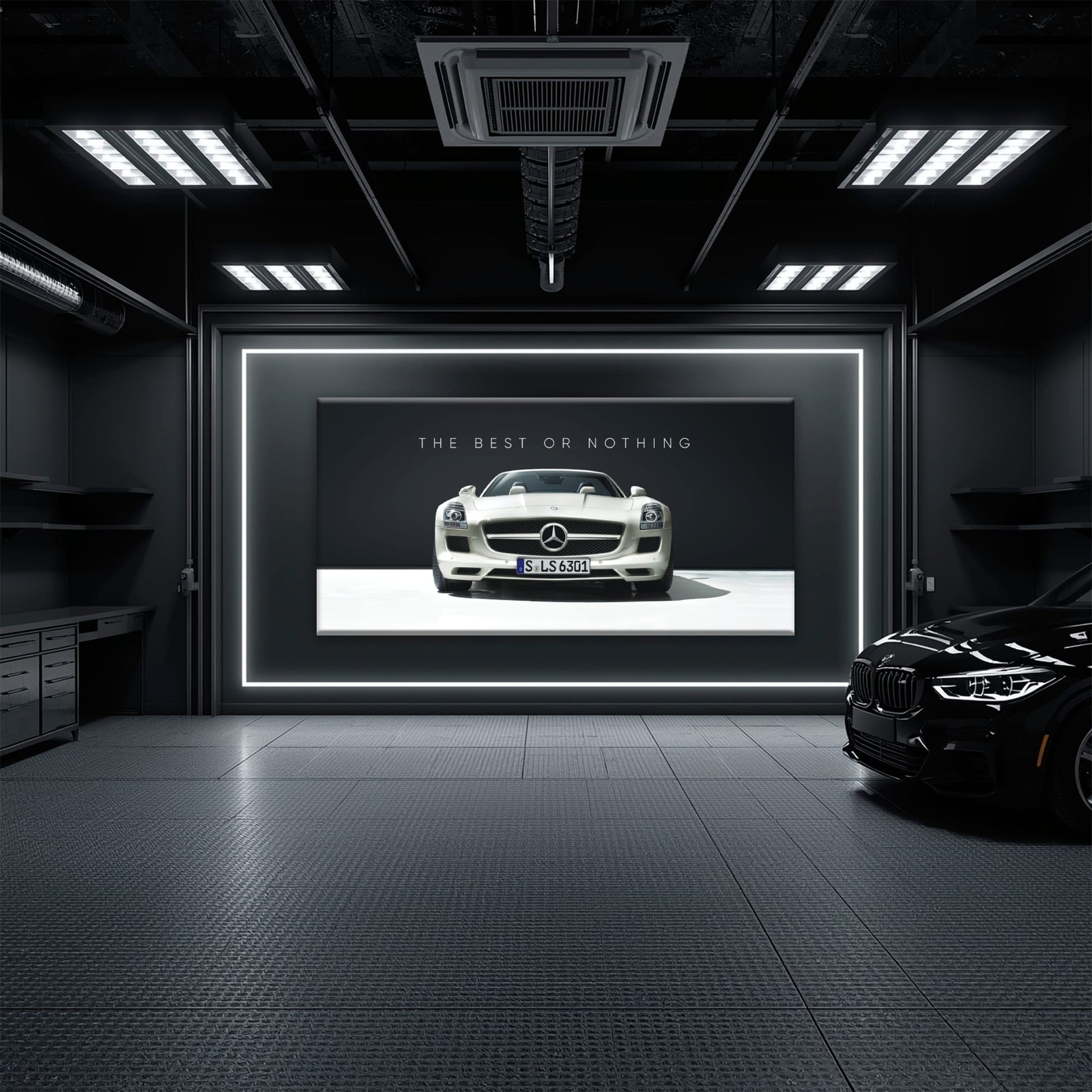 White Mercedes-Benz SLS AMG Best or Nothing Wall Art Canvas Print Cars