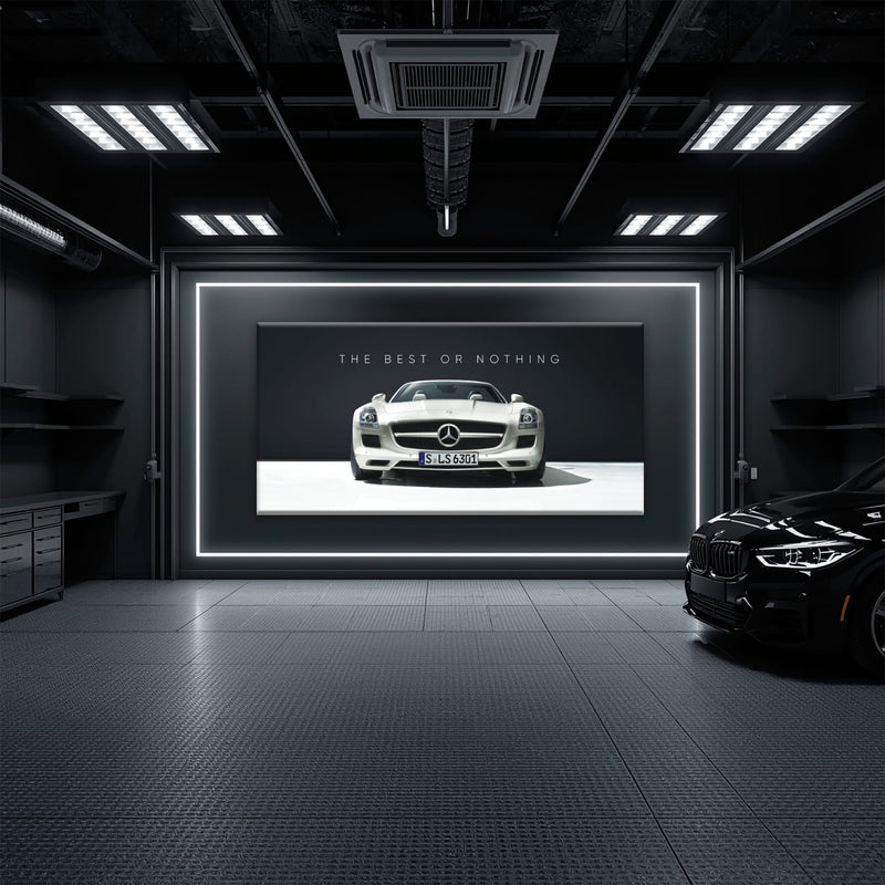 White Mercedes-Benz SLS AMG Best or Nothing Wall Art Canvas Print Cars