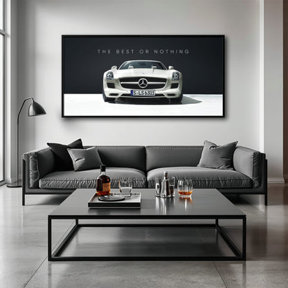White Mercedes-Benz SLS AMG Best or Nothing Wall Art Canvas Print Cars