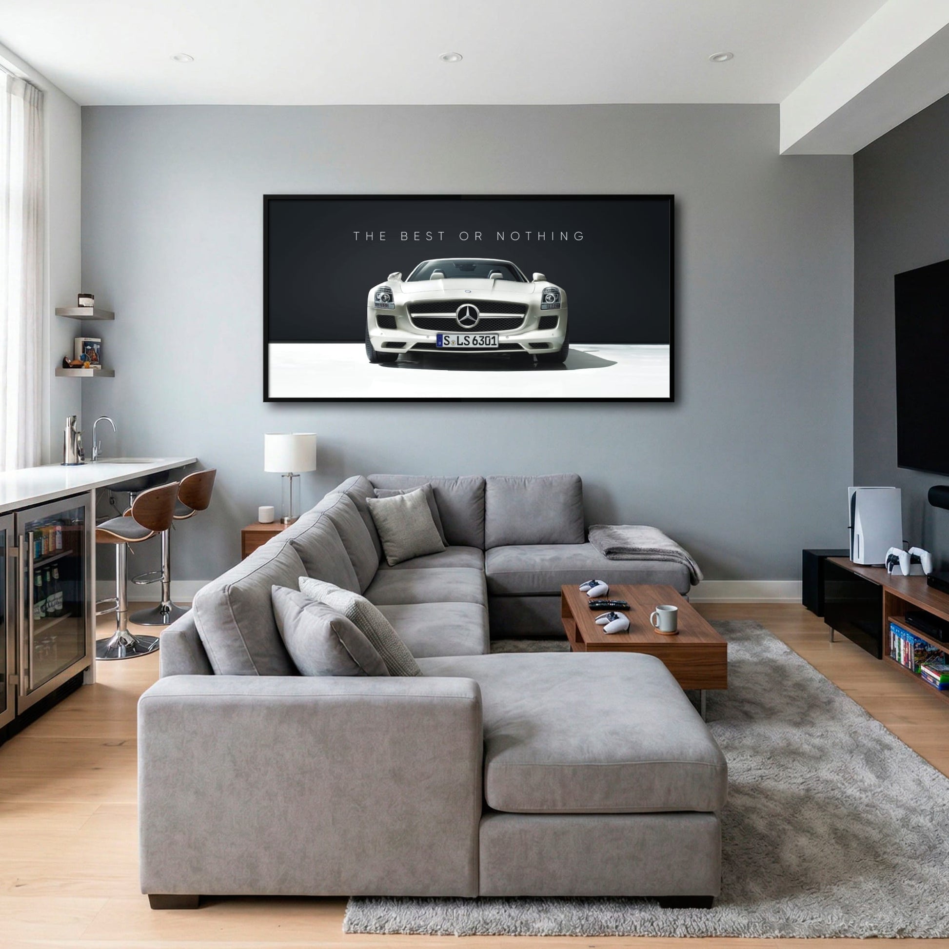 White Mercedes-Benz SLS AMG Best or Nothing Wall Art Canvas Print Cars