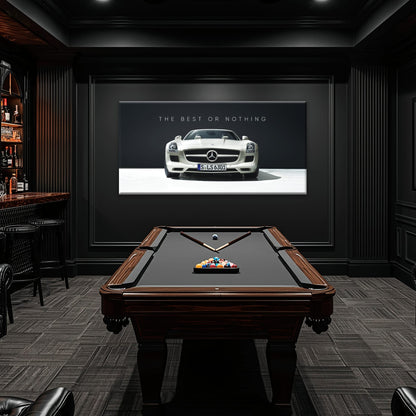 White Mercedes-Benz SLS AMG Best or Nothing Wall Art Canvas Print Cars
