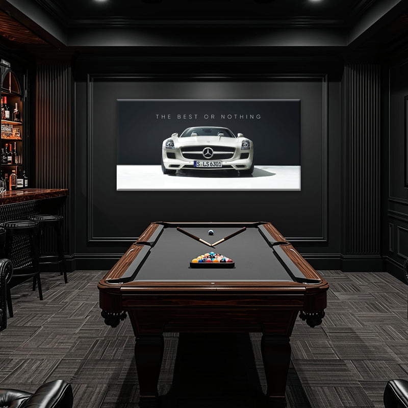 White Mercedes-Benz SLS AMG Best or Nothing Wall Art Canvas Print Cars