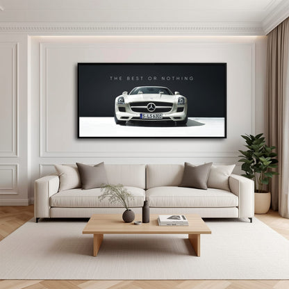 White Mercedes-Benz SLS AMG Best or Nothing Wall Art Canvas Print Cars