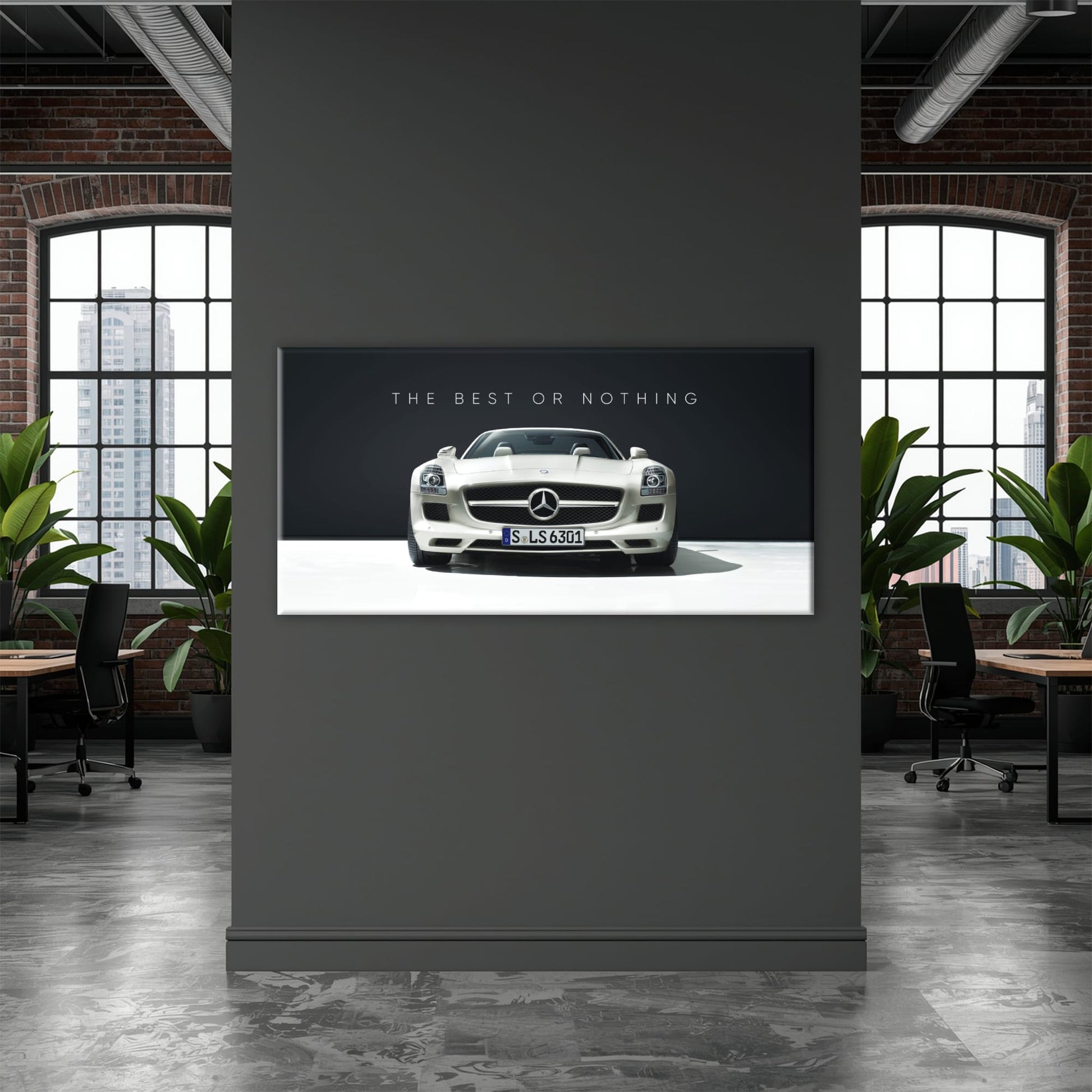 White Mercedes-Benz SLS AMG Best or Nothing Wall Art Canvas Print Cars