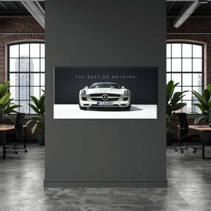 White Mercedes-Benz SLS AMG Best or Nothing Wall Art Canvas Print Cars