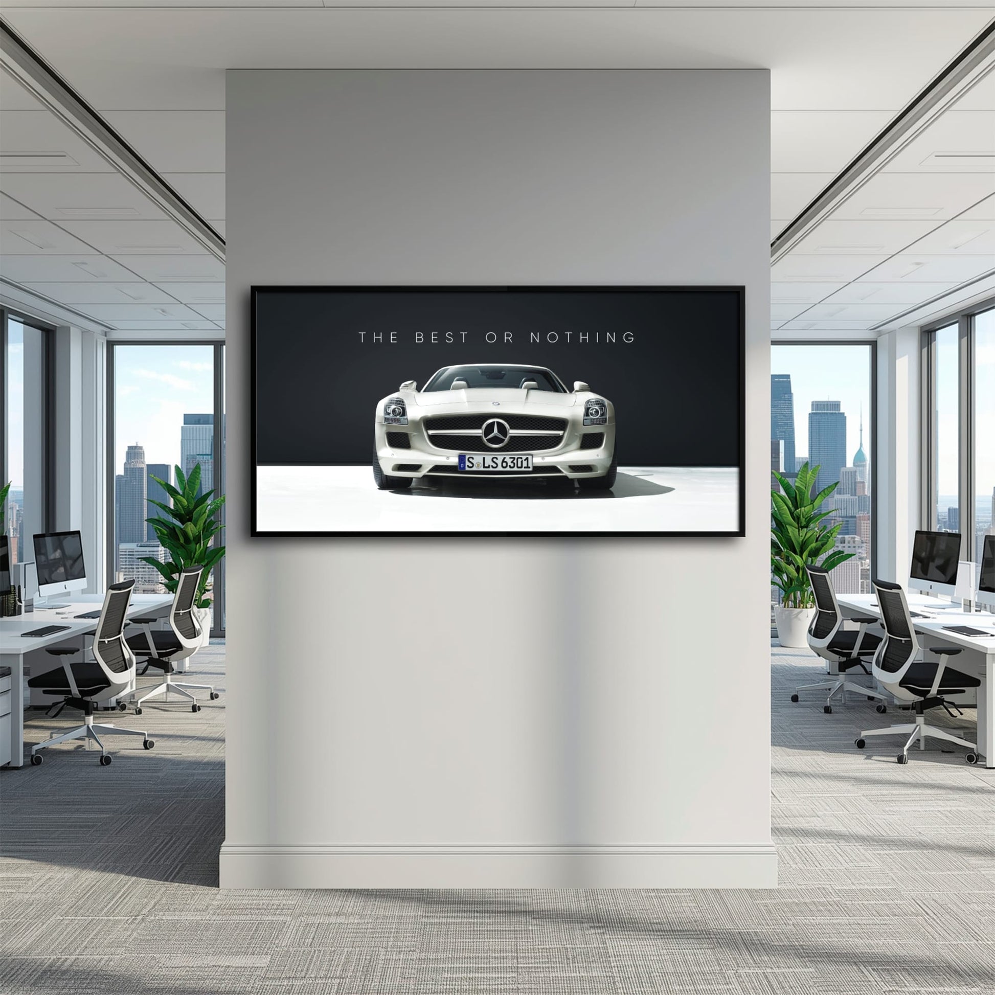 White Mercedes-Benz SLS AMG Best or Nothing Wall Art Canvas Print Cars