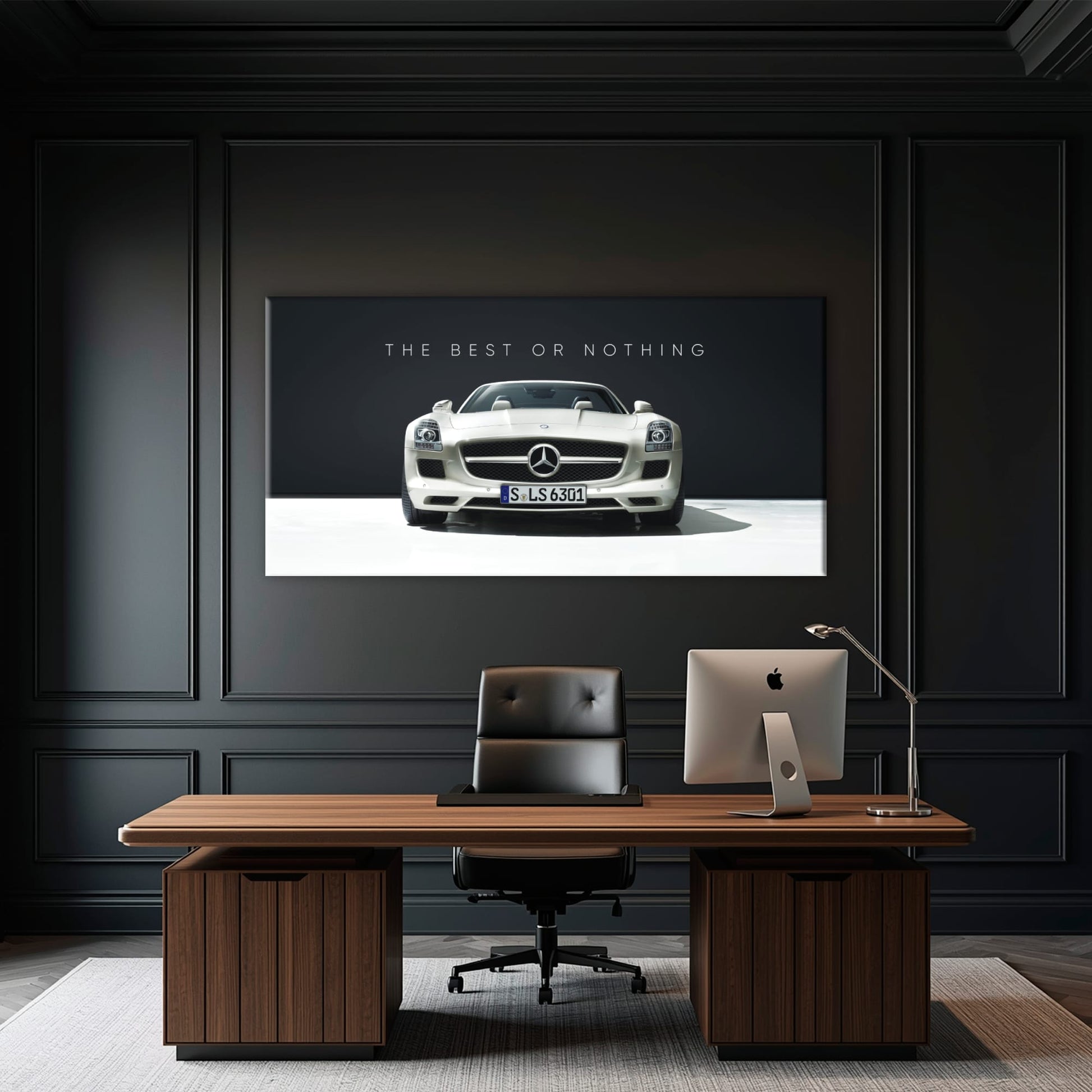 White Mercedes-Benz SLS AMG Best or Nothing Wall Art Canvas Print Cars