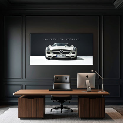 White Mercedes-Benz SLS AMG Best or Nothing Wall Art Canvas Print Cars